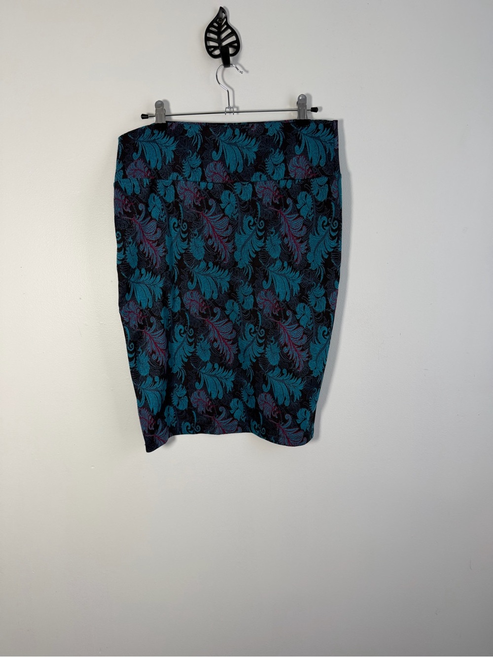 LuLaRoe Teal, Black and Purple Floral Pencil Skirt